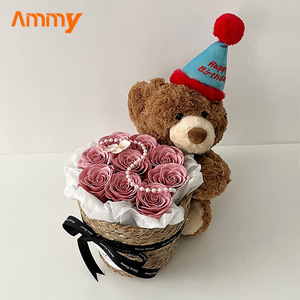 AM-SPC110 Ammy 11 <span class=keywords><strong>savon</strong></span> Rose fleur ours en peluche Bouquet éveil Rose <span class=keywords><strong>mariage</strong></span> fleurs décoration pour l'obtention du diplôme nouvel an mère - Product Image 5
