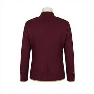 Veste d'hiver Hussar en laine 100% bordeaux pour homme, col montant, style uniforme, manches longues, boutonnée, coupe-vent, réversible, respirante - Product Image 2