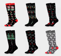 Chaussettes de compression tricotées pour jeunes, unisexes, hauteur genou, à compression graduée, pour les fêtes, cadeau de Noël