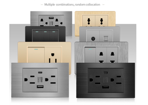 Amerikanische Stromschalter und 15A USB-C Wandsteckdose für Zuhause, <span class=keywords><strong>2</strong></span> Ladestecker, 250V PC EU Elektrogeräte-Zubehör - Product Image 4