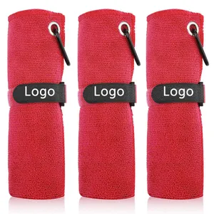 Fabrikant Gedrukt Verschillende Grootte Custom Super Absorberend Custom Logo Microfiber Wafel Golfhanddoek