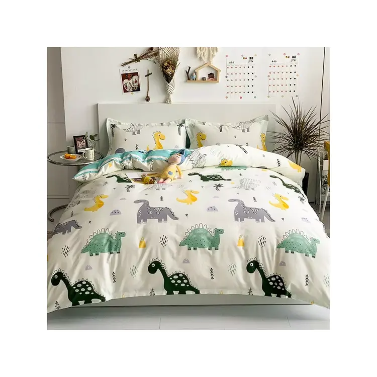 Conjunto de cama estampado desenhos animados, capa de cama em 100% algodão 3d para casa