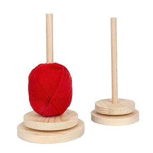Support en bois pour bobines de fil, base de 12 cm, hauteur de 26 cm, support de rangement portable pour outils de tricot - Product Image 5