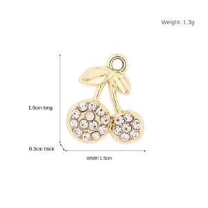Металлический дизайнерский шарм-подвеска ручной работы из сплава в форме вишни с бриллиантами для чехлов для телефонов класса люкс - Product Image 3