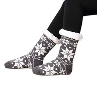 Chaussette confortable doublée Sherpa en tricot épais pour femmes