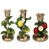 Bâton de bougie conique en résine 3D, pièce centrale personnalisée, citron vert citron, tige de fraise, fleurs de feuille, support de bâton de bougie