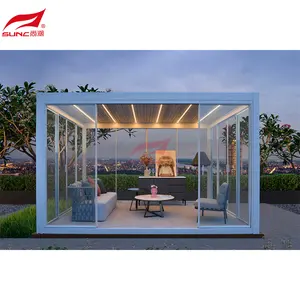 Gazebo pergola motorizada à prova d' água, jardim, construção, pergola gazebo, alumínio, elétrico, alta qualidade, para áreas externas