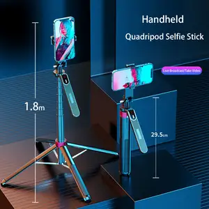 P185 Aleación de aluminio 1,8 M Largo Alto Transmisión en vivo Trípode de piso Soporte Selfie Stick Shaking Quadripod Tetrapod Selfie Stick