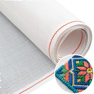 Tela de Lona Blanca de 18 Hilos con Diseño Floral Hecho a Mano de Alta Calidad |   150 cm de ancho |   Lienzo Monocromático 100% Algodón - Product Image 2