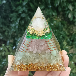 Crystal Pyramid Ornament With Quartz Sphere And Copper <b>Wire</b> Resin Epoxy <b>Craft</b> For Home Desktop Decoration - Product Image 1