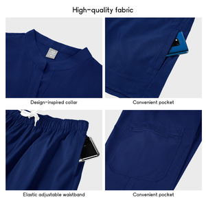 Women Sleeveless Stand Up Collar Scrub Set Moisture Wicking Knitted Split Uniform For Doctor Nurse Receptionist - Product Image 3