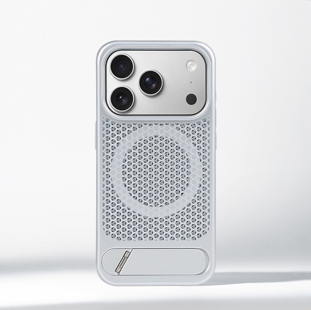 Honeycomb Grid Mesh Cooling Metal Stand Case for iPhone 17 Pro Max Air 16 15 14 Wireless Charging Bumper Heat Dissipation Cover