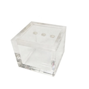 4pcs nhỏ đầy màu sắc Acrylic từ hộp với nắp trượt hiển thị nhà văn phòng trang trí trong suốt vuông <span class=keywords><strong>Cube</strong></span> hộp lưu trữ - Product Image 4