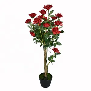 2022 wholesale home decorative potted rose flower trees Artificial Tree Silk Plant for Indoor or Outdoor