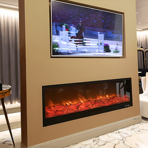 Riscaldatore per <span class=keywords><strong>Camino</strong></span> Elettrico Multimediale in Legno di Alta Qualità 50" 60" 74" 88" 100" con Effetto Fiamma a LED, Potenza 1500W, Stile Moderno e Telecomando - Product Image 1