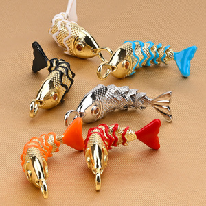 Pendentifs personnalisables en forme de carpe, pendentifs en forme de koï, en laiton plaqué or, pour la fabrication de bijoux et d'ornements - Product Image 1