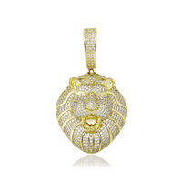 Nouveau pendentif tête de lion en zircon, style hip hop, bicolore, pour homme, accessoires de bijoux, série de colliers
