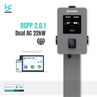 Station de recharge rapide murale commerciale OCPP2.0.1 22kW AC double pistolet de type 2 pour véhicules électriques
