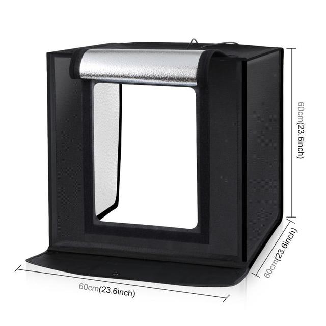 New PULUZ 60cm Photo Studio Light Box LED 5500K White Light Dimmable Mini 36W Soft Box Kit with 6 Removable Backdrops