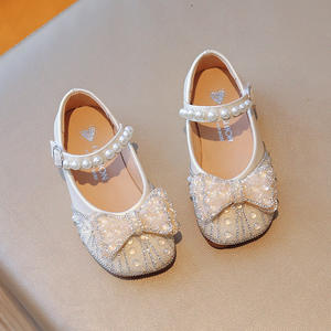 <span class=keywords><strong>Chaussures</strong></span> plates souples fantaisie pour enfants, motif nœud pailleté, style princesse, pour filles, vente en gros, mode, mignonnes, pour mariage - Product Image 3