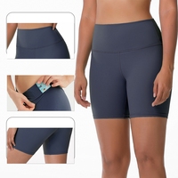 Yutuo Maßgeschneiderte Damen High-Waist Yoga-Shorts Elastischer Bund Einfarbig Spandex/Nylon Schnelltrocknend Atmungsaktiv Fitness Gym Sport
