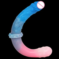 Dildo de Silicona Colorido con Doble Cabeza de Dragón, Juguete Sexual Realista Multicabeza, Pene Artificial de Doble Extremo Estilo Látigo, Juguete Sexual para Lesbianas