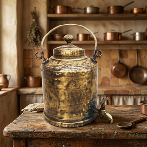 Pot à eau vintage en laiton avec couvercle et poignée, bouilloire en métal, pichet décoratif - Product Image 3