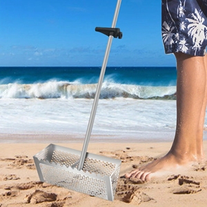 Tamis <span class=keywords><strong>à</strong></span> sable pliable en acier inoxydable, fournitures de plage, pelle en métal anti-corrosion - Product Image 4