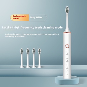 Brosse à dents électrique à poils souples, brosse à dents électrique pour adultes, brosse à dents sonique à tige métallique, charge USB - Product Image 2