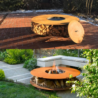 Bol à feu de bois en acier corten pour jardin table à manger pour barbecue