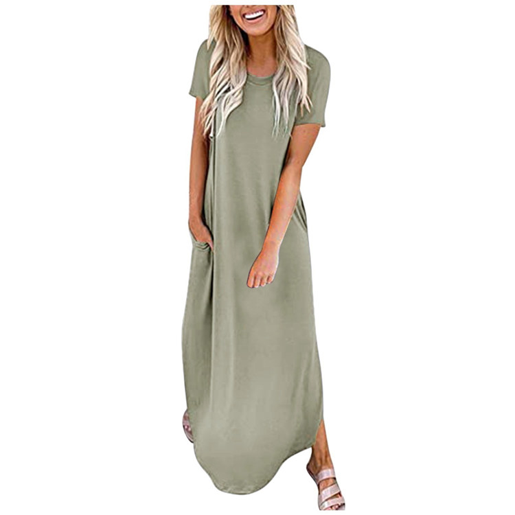Western Long Tee Dress Oversized Casual One Piece Blank Short Sleeve  Loungwear Womens Split Maxi T Shirt Dresses With Pockets| Alibaba.com