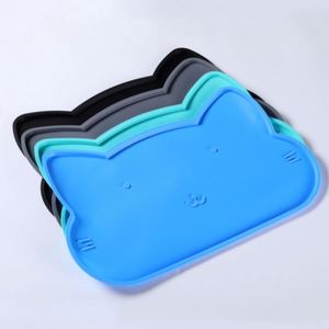 <b>Waterproof</b> <b>Silicone</b> Pet Feeding Mat Non-Slip Raised Edge Bowl Mat for Cat and Dog Food Manual Type - Product Image 2