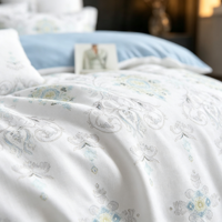 Parure de lit brodée en microfibre, ensemble de literie en microfibre, taies d'oreiller, couvre-lit, draps de luxe