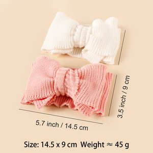 2025 automne hiver bébé cheveux accessoires <span class=keywords><strong>laine</strong></span> tricoté gros arcs enfants bébé filles surdimensionné Topknot <span class=keywords><strong>Turban</strong></span> tête enveloppes bandeau - Product Image 2