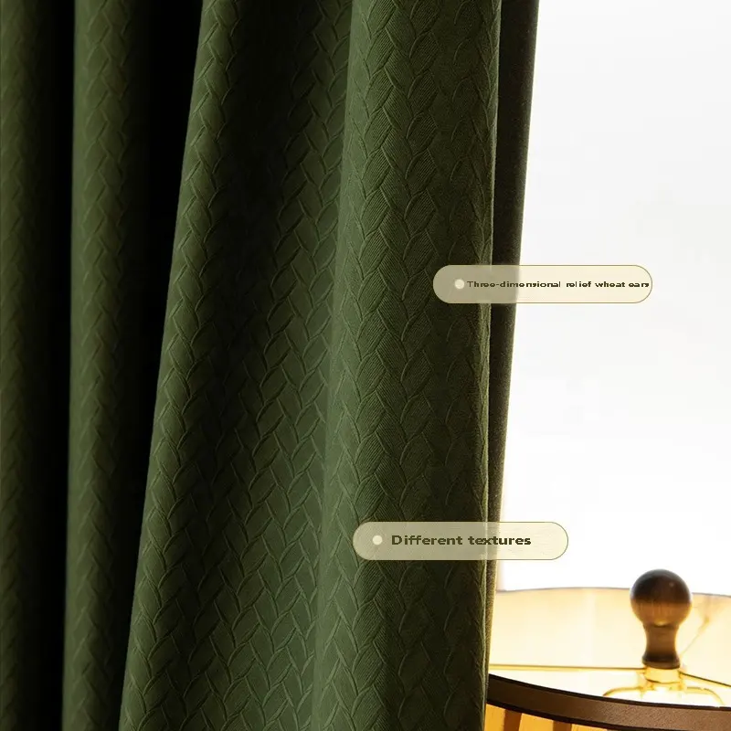 Cortina opaca de terciopelo de trigo de lujo Retro francés Bindi 52 X84 tela de Oliva Verde sala de estar balcón dormitorio cortinas gruesas