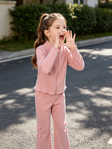 Girls Dance Fleece Set 2 Piece Workout Suit <b>Zip</b> <b>up</b> <b>Jacket</b> and Flare Pants for Yoga Training Fitdance D8055 - Product Image 5
