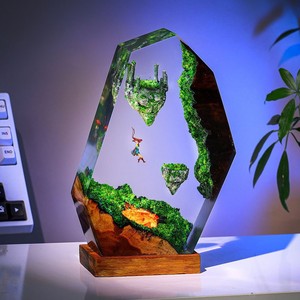 Lampe de nuit décorative en résine colorée gravée à la main Legend Zelda Sky Island Art Déco, ornement de bureau pour anniversaire et festival - Product Image 1