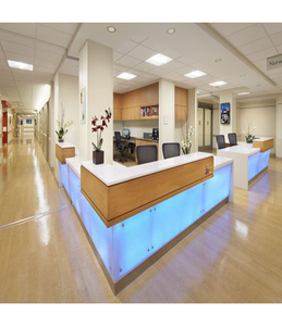 आकर्षक पीले फिनिश कृत्रिम पत्थर का आकार रिसेप्शन डेस्क - Product Image 4