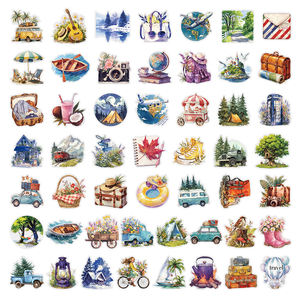 50 pièces/sac rétro <span class=keywords><strong>voyage</strong></span> PET autocollants Pack personnalisé étanche Journal dessin animé Transparent extérieur autocollant Scrapbook bricolage décalcomanie - Product Image 6