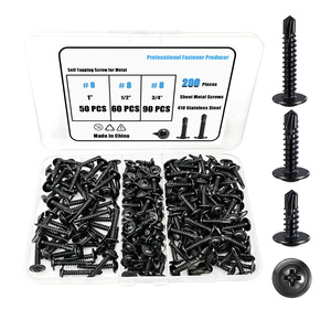 <b>Self</b> <b>Tapping</b> <b>Screw</b> For Metal 410 Stainless Steel Round Head Washer #8 1 1/2 3/4 Inch Boxed Set 200 Pcs - Product Image 1
