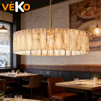 Lustre suspendu VEKO Classic en albâtre avec LED, hauteur réglable, éclairage intérieur, 110V 220V, commande par interrupteur