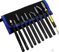 Juego de pinzas de precisión antiestáticas ESD de 11 piezas, kit de pinzas no magnéticas de acero inoxidable para reparación de productos electrónicos, fabricación de joyas