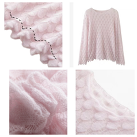 Pull en laine pure 100% de haute qualité pour femme, style français décontracté, texture écaille de poisson, épaules tombantes, tricot de luxe