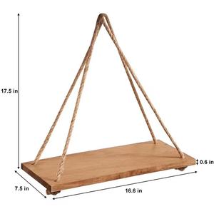 Estantes flotantes de madera de primera calidad, <span class=keywords><strong>cuerda</strong></span> <span class=keywords><strong>colgante</strong></span>, Simple, contemporáneo, montado en la pared, maceta para interiores/exteriores, aniversarios de plantas - Product Image 5