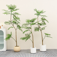 Tanaman Hias Bonsai Buatan dengan Pot dan Alas Hitam, Ornamen Meja Dalam Ruangan untuk Rumah, Ruang Tamu, Kantor