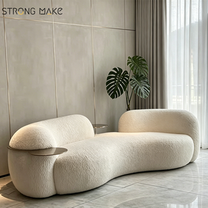 Sofá Moderno Blanco para Sala <span class=keywords><strong>de</strong></span> Estar, Sofá <span class=keywords><strong>de</strong></span> <span class=keywords><strong>3</strong></span> <span class=keywords><strong>Plazas</strong></span>, Muebles Modernos <span class=keywords><strong>de</strong></span> Lino, Sofá Modular Curvo <span class=keywords><strong>de</strong></span> Lujo para el Hogar - Product Image 2