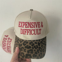 Nueva Gorra de Béisbol con Estampado de Leopardo, Bordado Elaborado, de Algodón para Mujer, Tallas Grandes, Ajustable, de 5 Paneles, Modelo Común Cuatro