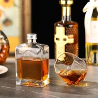 Bouteille en verre vide mini carrée de 375 ml pour whisky et tequila, avec bouchon à vis, sérigraphie et marquage à chaud, prix de gros usine