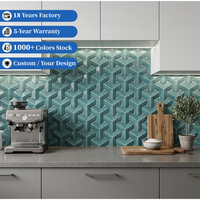 Carrelage mural en céramique architecturale 3D irrégulier vert turquoise OEM en gros pour la conception commerciale