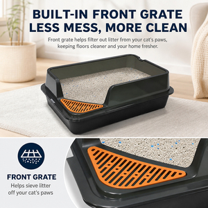 Caja de arena para gatos XL de 60 cm con rejilla frontal integrada, antitransportación de arena, inodoro para mascotas de lados altos, envío directo desde la UE, en stock en Polonia - Product Image 5